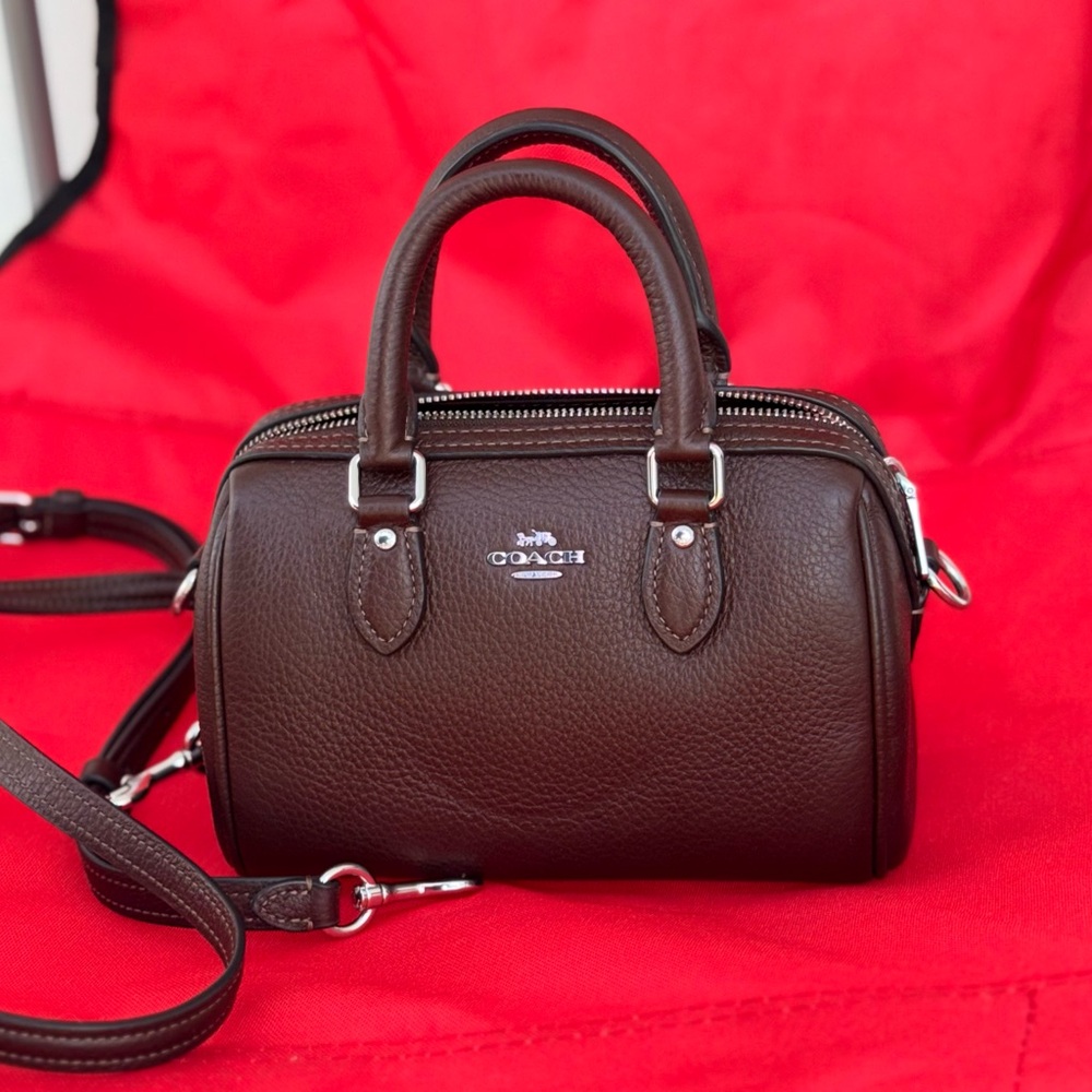 Coach Brown Mini Bag with Silver Accents